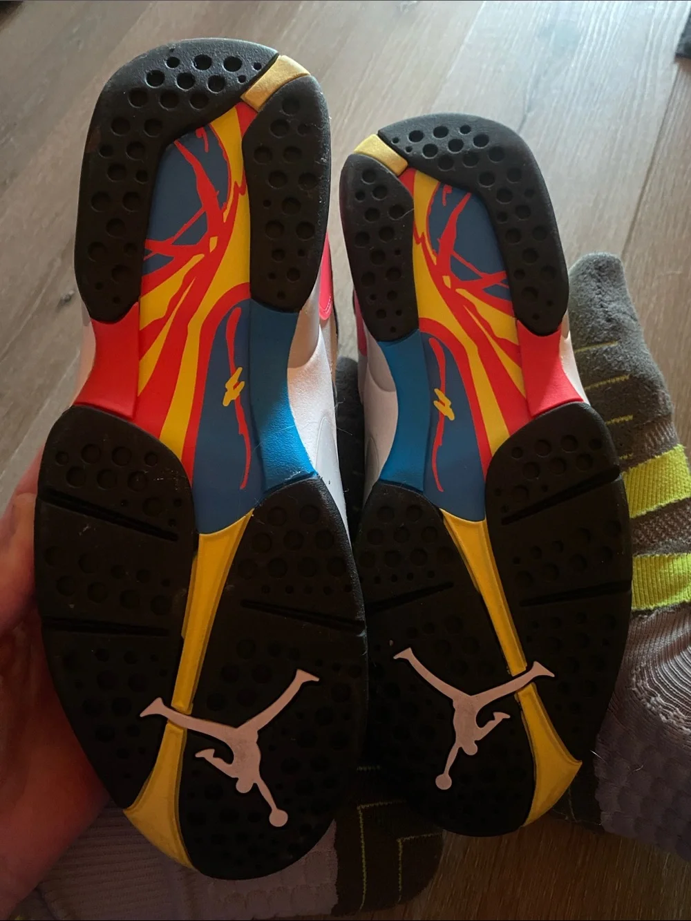 Jordan Kids' Multicolor High-Top Sneakers in White, Red, Blue & Yellow